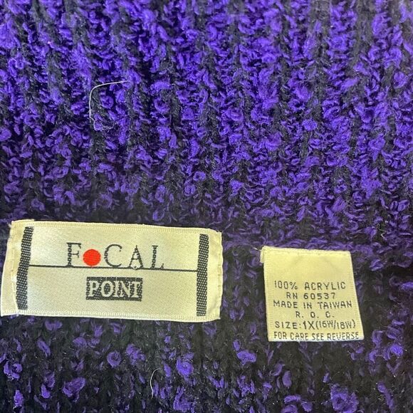 Vintage 80s Focal Point Women’s 1X 16W-18W Plus Acrylic Purple Cardigan Sweater - Picture 13 of 15
